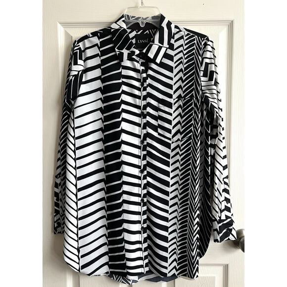 LYSSE Bundle Of 8 Solid Print Button Down Wrinkle Resistant Career Blouses Tops - Picture 7 of 16